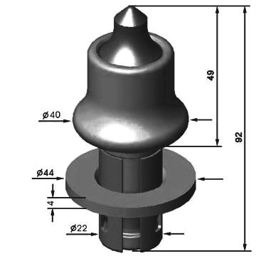 RM-17(W8-22) D22-H92 Road Milling Bits-Planing Picks Diameter 22mm,Height 92mm