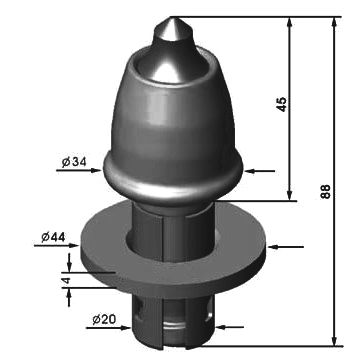 RM-02(W5H) D17.5-H88 Road Milling Bit-Planing Pick Diameter 17.5mm Height 88mm
