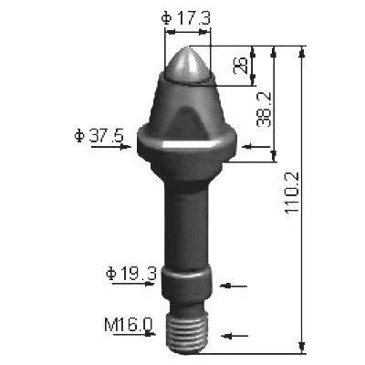 TB20  D17.3-H110.2 挖沟机刀头|开槽机截齿